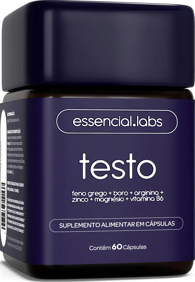 TESTO ESSENCIAL - Feno Grego, Boro, Zinco, Magnésio - 60 cápsulas